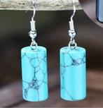 Oorbellen met turquoise natuursteen, Overige materialen, Elysees Bureau 326,78 avenue des Champs,PARIS, Blauw, Ophalen of Verzenden
