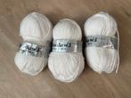 3 Bollen Hollandia Wol - Wit, Ophalen, Nieuw, Breien of Haken, Wol of Garen