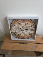 Vintage Wandklok met Wereldkaart Design, Ophalen of Verzenden, Nieuw, Analoog, Wandklok