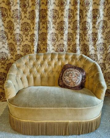 Velours Frans bankje velvet geel sofa 
