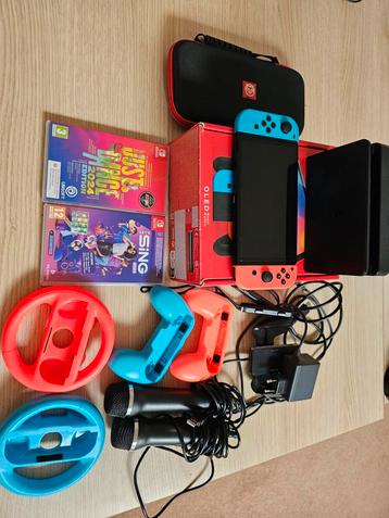 Nintendo switch OLED met mariokart, just sing en lets dance beschikbaar voor biedingen