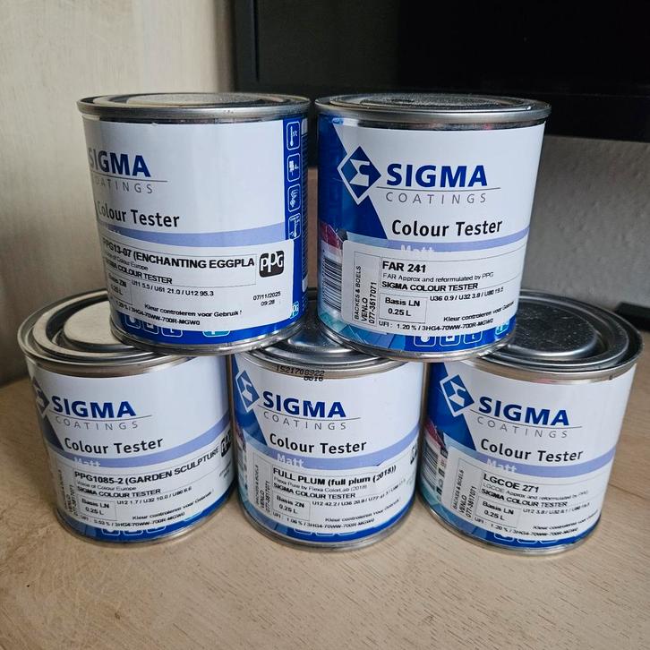 Partij muurverf kleuren testers, 11 stuks, Doe-het-zelf en Verbouw, Verf, Beits en Lak, Zo goed als nieuw, Verf, Minder dan 5 liter