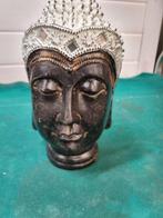 boeddha hoofd met spiegeltjes van hout, Ophalen of Verzenden