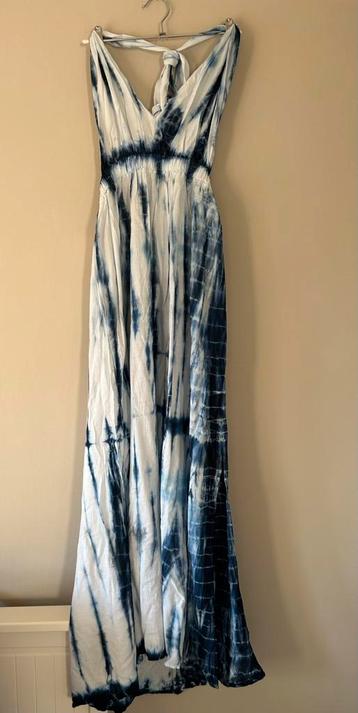 Nieuw tie dye blauw witte lange maxi jurk one size beschikbaar voor biedingen