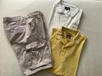 Shirt/korte broek met polo’s, Verzenden, Zo goed als nieuw, Maat 56/58 (XL), Geel