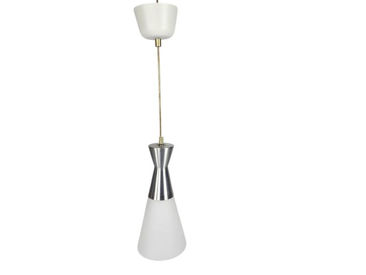 Hala Zeist - hanglamp - diabolo - melkglas - aluminium -80's, Huis en Inrichting, Lampen | Hanglampen, Zo goed als nieuw, Minder dan 50 cm