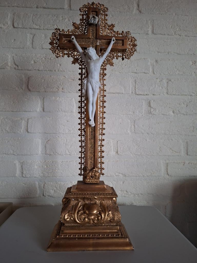 Antiek Crucifix I.z.g.st, Antiek en Kunst, Ophalen of Verzenden