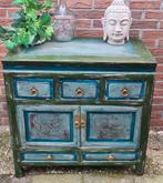 Oud chinees kastje ladenkastje vintage restyle groen, Huis en Inrichting, Ophalen, 5 laden of meer, 50 tot 100 cm, Zo goed als nieuw