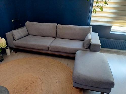 3 Zits Bank Grijs met Hocker., Huis en Inrichting, Banken | Sofa's en Chaises Longues, Gebruikt, Driepersoons, 200 tot 250 cm