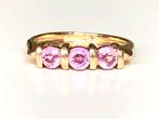 Anna-Nina vintage gouden ring saffieren roze maat 17, Gebruikt, Ophalen of Verzenden, 17 tot 18, Roze