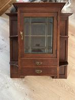 Antiek glas-in-lood wand/vitrine kast, Ophalen, 50 tot 100 cm, Glas, Minder dan 100 cm