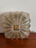 Vintage plafonniere glas zwaar lamp lampen retro, Ophalen of Verzenden, Gebruikt, Glas, Vintage