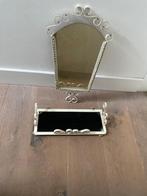 Vintage wit smeedijzeren spiegel met losse schap / console., Ophalen, Overige vormen, Minder dan 50 cm, Minder dan 100 cm