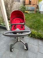 Stokke Kinderwagen Rood + Accessoires, Kinderen en Baby's, Kinderwagens en Combinaties, Gebruikt, Verstelbare duwstang, Ophalen