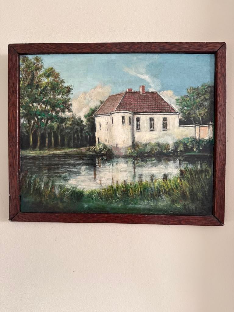 Schilderij Kasteel Oijen - 36,5x30cm, Ophalen of Verzenden