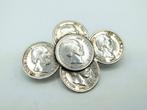 Zilveren stuivertjes broche, Willem 3, Postzegels en Munten, Munten | Nederland, Koning Willem III, Zilver, 5 cent, Verzenden