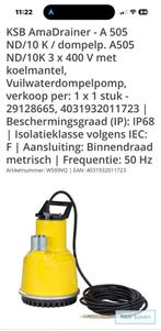 Dompelpomp KSB amadrainer A-505 ND/10 K 400 volt, Tuin en Terras, Waterpompen, Ophalen, Gebruikt, Elektrisch, Dompelpomp
