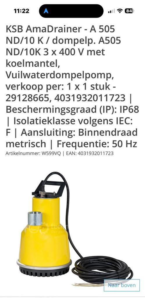 Dompelpomp KSB amadrainer A-505 ND/10 K 400 volt, Tuin en Terras, Waterpompen, Gebruikt, Elektrisch, Dompelpomp, Ophalen