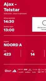 2 tickets Ajax telstar naast elkaar, Twee personen