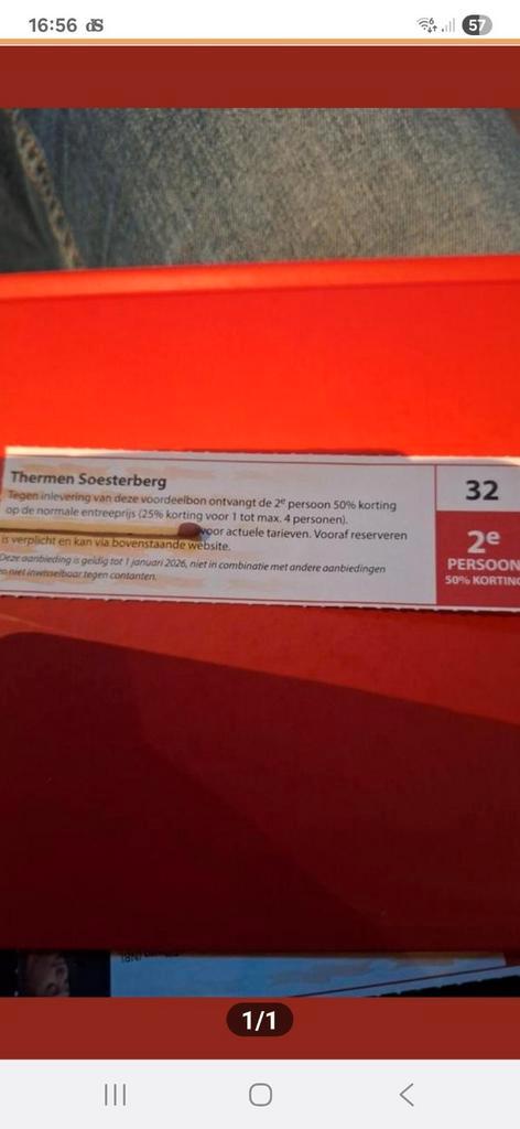 Thermen en sauna soesterberg 2e pers 50% korting, Tickets en Kaartjes, Kortingen en Cadeaubonnen, Spa of Sauna, Kortingsbon