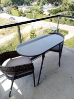 Livarno Balkonset 2 stoelen met tafel met glasplaat, Ophalen, Zo goed als nieuw, Rechthoekig, Wicker