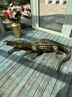 Groot goud-zwarte krokodil beeld 120cm lang, Huis en Inrichting, Ophalen