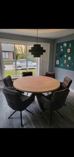 Massief eiken eettafel rond Deens ovaal organisch vorm ovaal, 100 tot 150 cm, Ophalen of Verzenden, 75 cm of meer, Ovaal