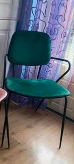 Stoel / Metalen frame / Groen velvet stof, Ophalen, Overige kleuren, Zo goed als nieuw, Eén