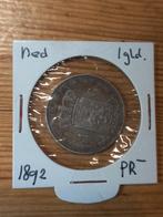 Nederland 1 gulden 1892 zilver, Postzegels en Munten, Munten | Nederland, Ophalen of Verzenden, Koningin Wilhelmina, 1 gulden