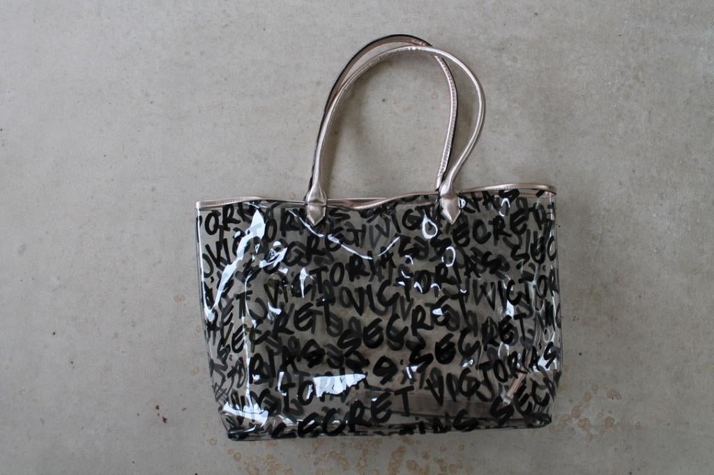 Victoria Secret tas doorzichtig met beursje rosegoud zwart, Sieraden, Tassen en Uiterlijk, Tassen | Damestassen, Nieuw, Shopper