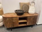 Magazijn leegverkoop tv meubel retro Noor mangohout ribbel, Nieuw, Ophalen of Verzenden, Info@wkhome.nl, Argonweg 20 Amersfoort