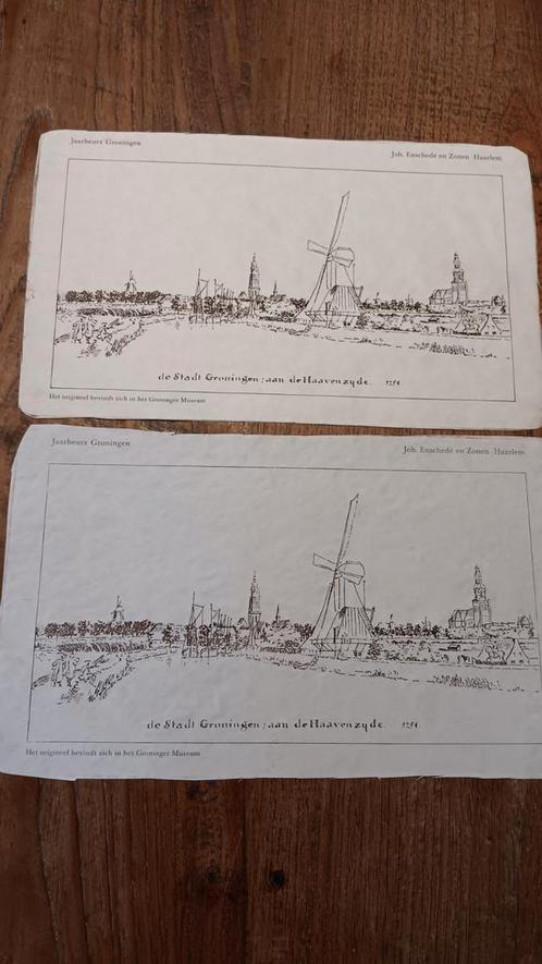 stadt Groningen; aan de haavenzijd in 1754.
Herdruk, Antiek en Kunst, Kunst | Tekeningen en Foto's, Ophalen of Verzenden