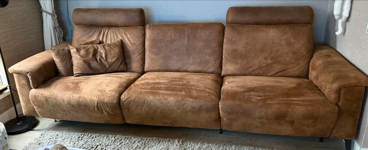 Mooie 3-zits bank met relaxfunctie en hoofsteun, Huis en Inrichting, Banken | Bankstellen, Zo goed als nieuw, Rechte bank, Driepersoons