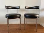 Vintage  Design Stoelen / Krukken 2 Stuks, Ophalen, Gebruikt, Leer