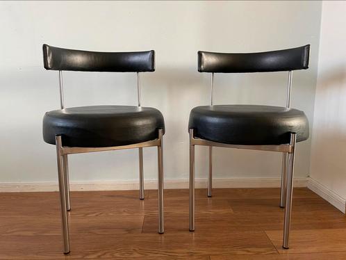 Vintage  Design Stoelen / Krukken 2 Stuks, Huis en Inrichting, Stoelen, Gebruikt, Leer, Ophalen