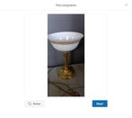 Metalen ( messing?) Tafellamp lamp met mooie witte kelk, Ophalen of Verzenden, Gebruikt, Metaal, Minder dan 50 cm