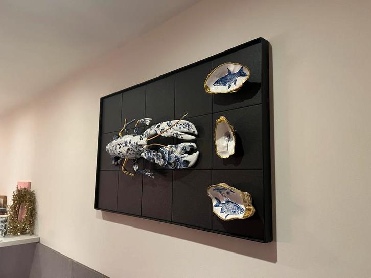Wanddecoratie Schilderij: Kreeft & Oesters voor de Keuken, Antiek en Kunst, Antiek | Wandborden en Tegels, Ophalen of Verzenden