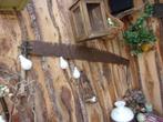 ANTIEKE BOOMZAAG MET HOUTEN HANDVATTEN DECORATIE MANCAVE E.D, Ophalen