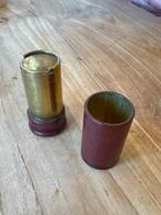 Koperen Munt Houder, 19e eeuw , rood leder, Antiek en Kunst, Antiek | Koper en Brons, Ophalen of Verzenden, Koper