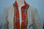 vintage wollen Noorse trui/ Noors vest met zilveren sluiting, Maat 42/44 (L), Ophalen of Verzenden, Grijs, Gedragen