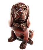 Hardhouten Netsuke van een hondje Cocker Spaniel Japan, Antiek en Kunst, Ophalen of Verzenden