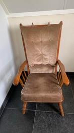 Eiken fauteuil met bruine kussens die je er uit kunt halen, Antiek en Kunst, Antiek | Meubels | Stoelen en Banken, Ophalen of Verzenden
