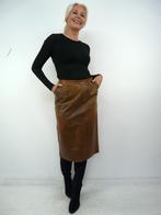*Abfab Vintage Bruine Leren Rok 40*, Kleding | Dames, Jurken, Maat 38/40 (M), Bruin, Ophalen of Verzenden, Zo goed als nieuw
