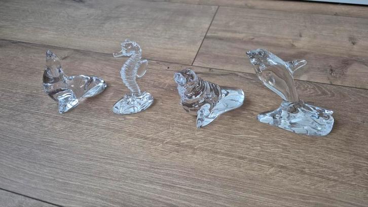 Glazen Beeldjes Zeedieren Set - Dolfijn, Zeepaard, Zeehond, Verzamelen, Beelden en Beeldjes, Zo goed als nieuw, Dier, Ophalen of Verzenden