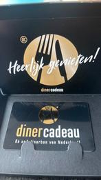Diner cadeaubon, Tickets en Kaartjes, Kortingen en Cadeaubonnen, Twee personen, Cadeaubon, Overige typen