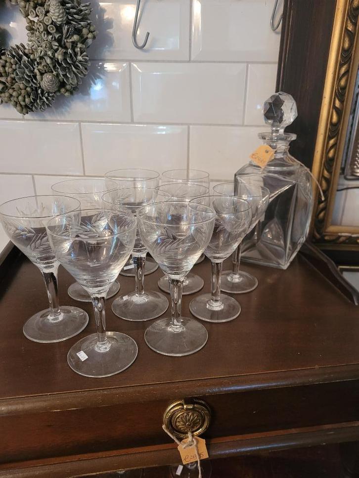 Vintage geslepen glazen per stuk 2.25 6 stuks korenaar, Antiek en Kunst, Curiosa en Brocante, Ophalen of Verzenden