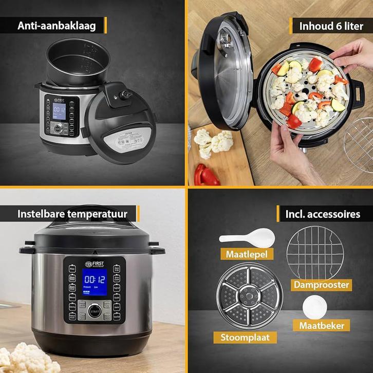 TZS First Austria elektrische drukkoker 6L, Witgoed en Apparatuur, Slowcookers, Nieuw, Ophalen of Verzenden
