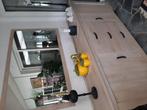 Dressoir blank eiken met grote spiegel, Huis en Inrichting, Kasten | Buffetkasten, Ophalen, 100 tot 150 cm, Eikenhout, Minder dan 100 cm