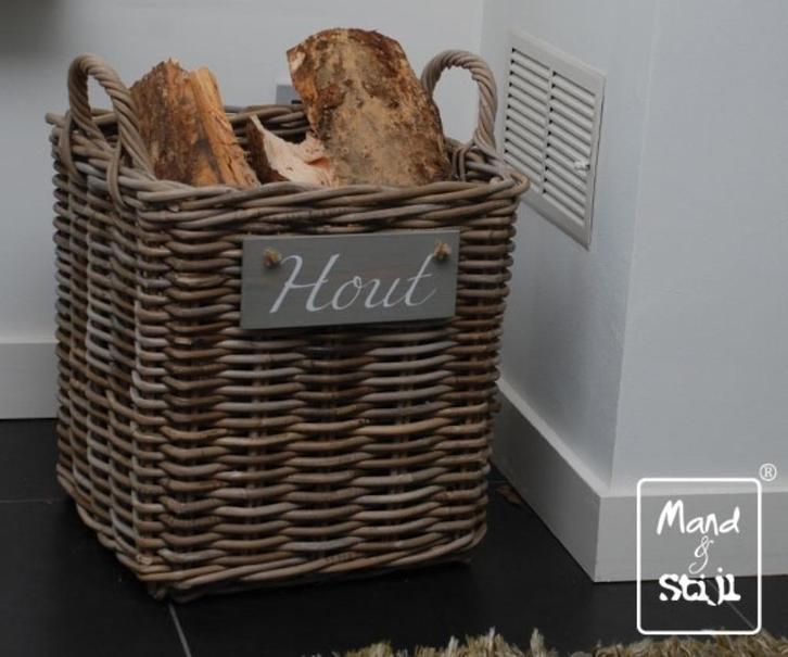 haardmand, Huis en Inrichting, Woonaccessoires | Schalen en Manden, Nieuw, Mand, Rechthoekig, Riet, Verzenden