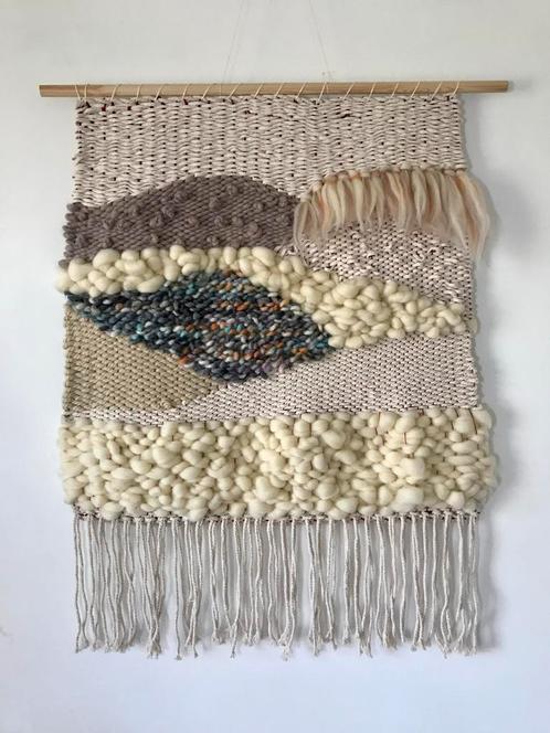 Handgemaakt Wandkleed met Textuur en Wol - Uniek Stuk Wandde, Antiek en Kunst, Antiek | Kleden en Textiel, Ophalen of Verzenden
